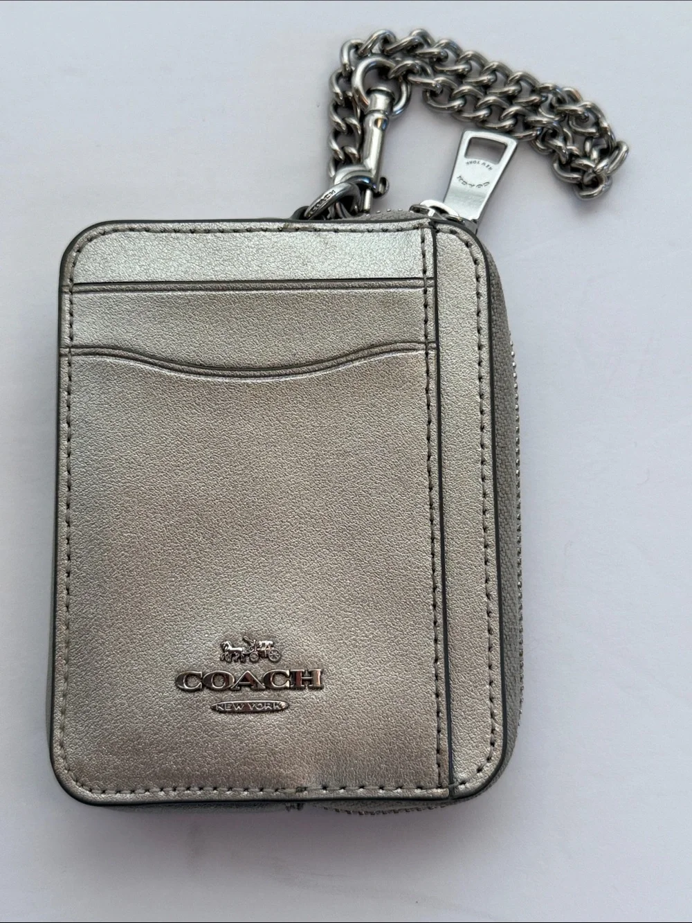COACH Silver Card Case Phone Accessory with Chain